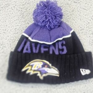 Baltimore Ravens Beanie Adult New Era Fleece Lined Pom Winter Hat NFL